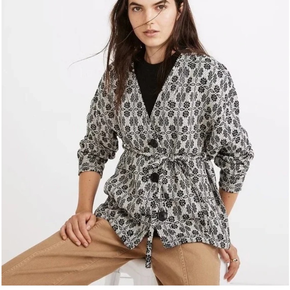 Madewell Geometric Jacquard Tie-Waist Jacket XXS New